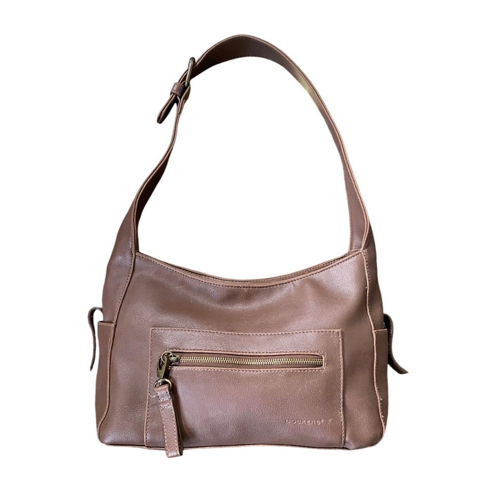 Y2K Leather Shoulder Bag Brown Hobo Purse Chunky Buckle Boho Bratz 1990s Fall - Picture 2 of 7